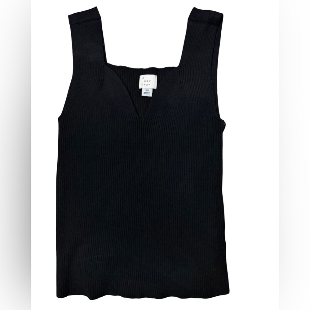 a new day Black Ribbed Tank Top